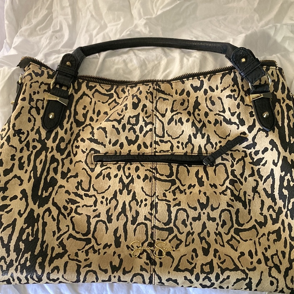 Jessica Simpson Large Faux Leather Cheetah Print Tote Handbag